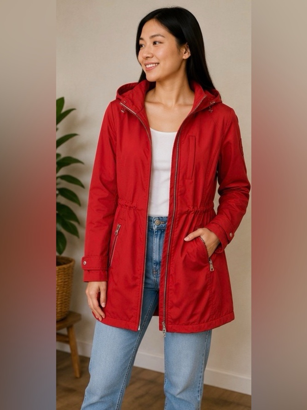 Tommy Hilfiger Red Hooded Anorak Jacket